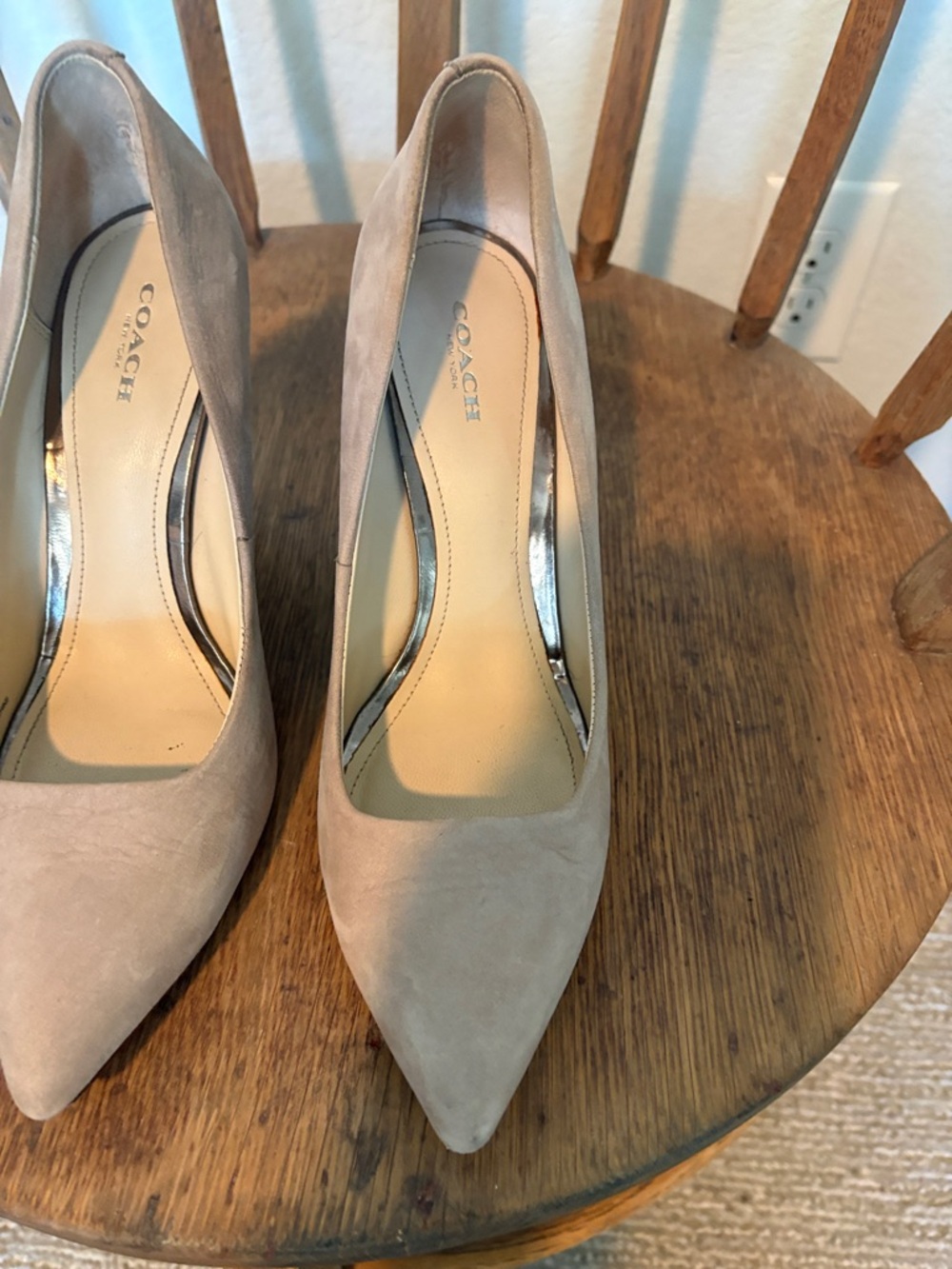 Coach Taupe Suede Pointed-Toe Pumps